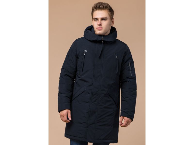 Мужская зимняя парка темно-синяя модель 23675, фото 4