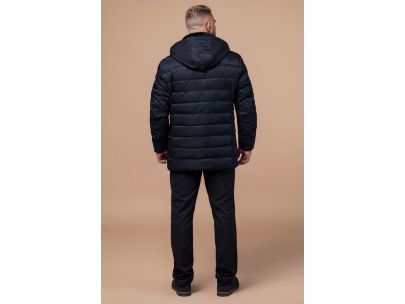 Куртка зимняя мужская высокого качества темно-синего цвета модель 16120, фото 4