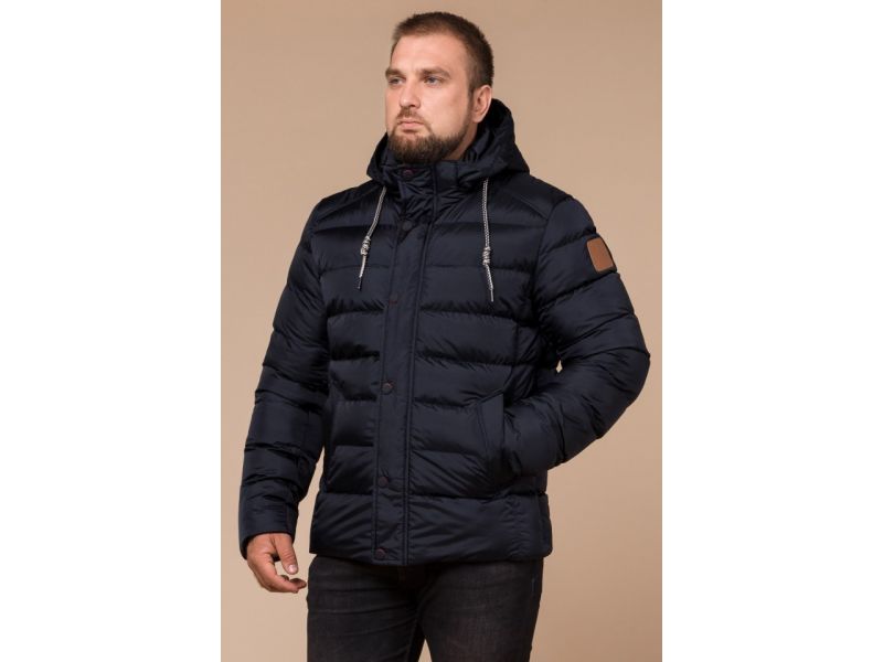 Мужская зимняя сине-черная куртка на молнии модель 46215, фото 4