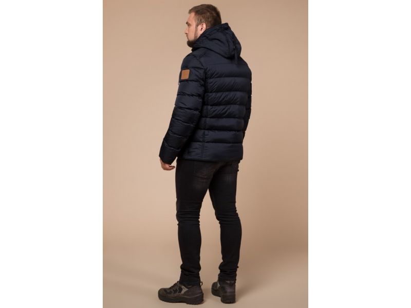 Мужская зимняя сине-черная куртка на молнии модель 46215, фото 5