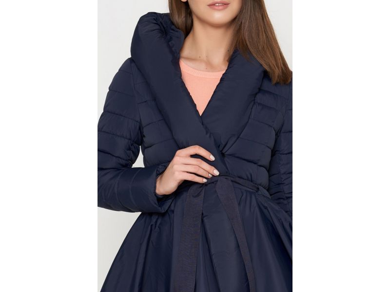 Пуховик осенне-весенний молодежный синий женский модель 25755, фото 3