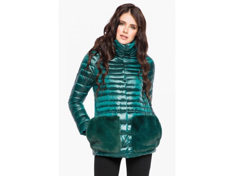 Изумрудный воздуховик высокого качества женский осенне-весенний модель 15115, фото 4