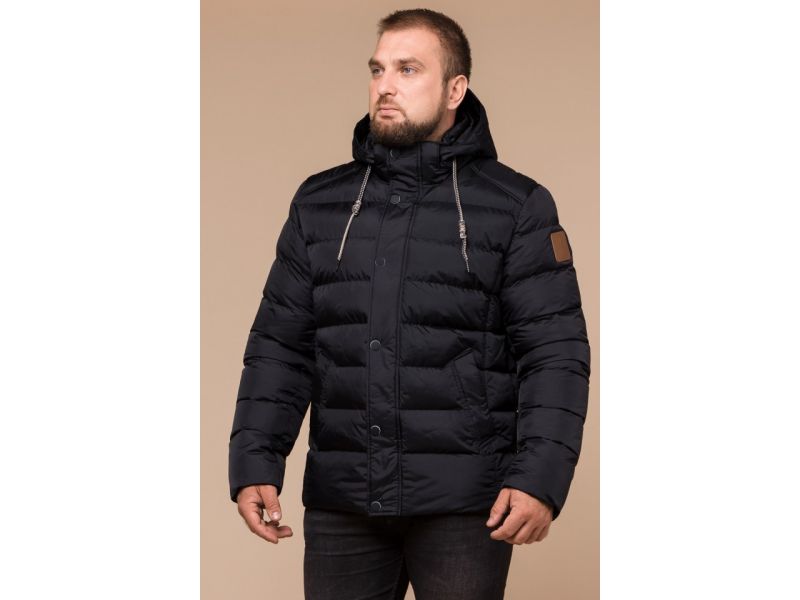 Износостойкая мужская куртка черная зимняя модель 46215, фото 4