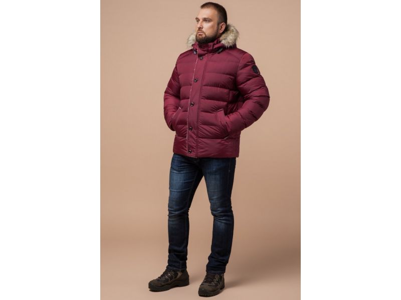 Куртка мужская зимняя оригинальная цвет бордовый модель 12149, фото 4