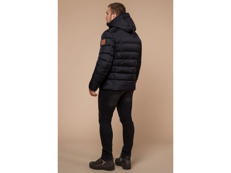 Износостойкая мужская куртка черная зимняя модель 46215, фото 5