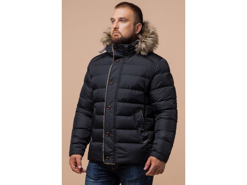 Куртка для мужчин брендовая зимняя графитовая модель 12149, фото 4