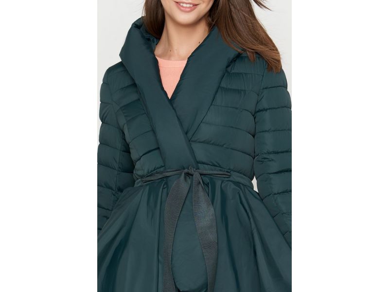 Пуховик осенне-весенний женский зеленый молодежный модель 25755, фото 4