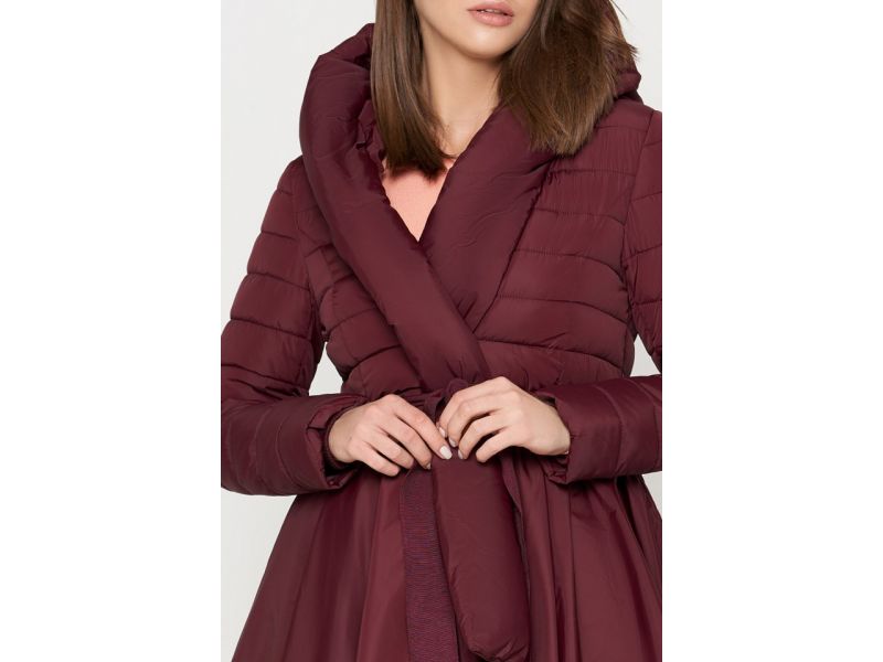 Молодежный пуховик осенне-весенний женский цвет бордовый модель 25755, фото 4