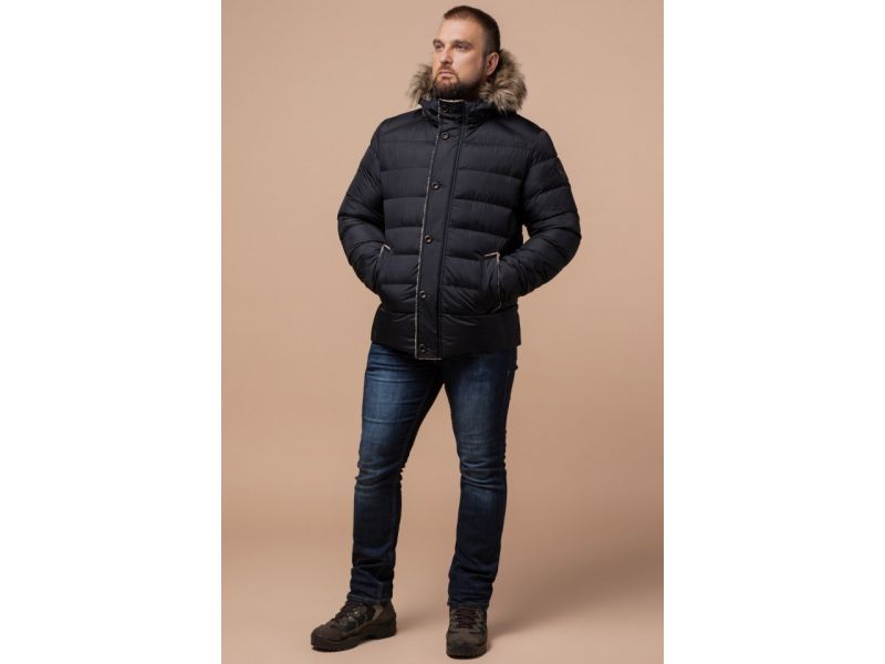 Куртка на зиму мужская стильная черного цвета модель 12149, фото 4