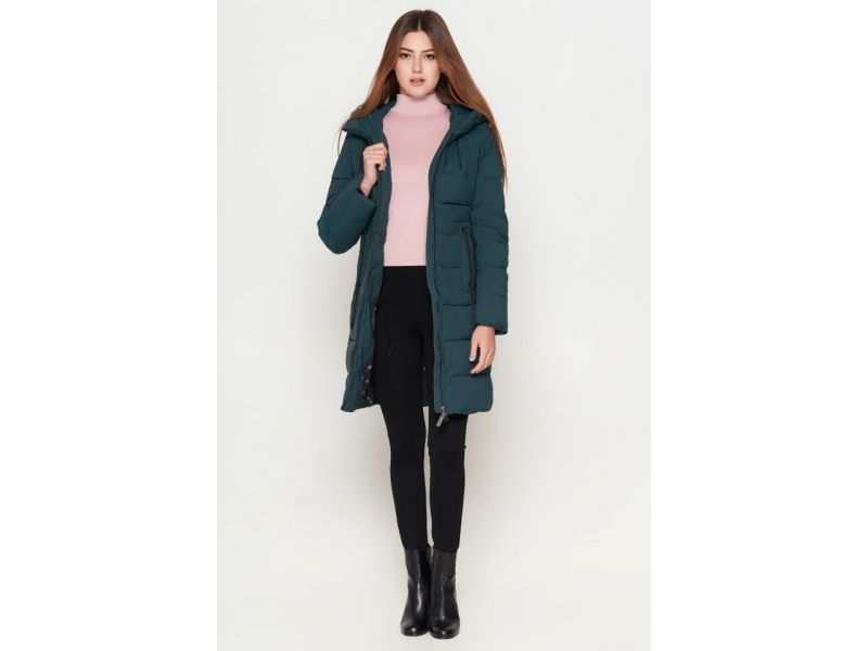 Пуховик женский молодежный зимний цвет бирюза модель 25005, фото 3