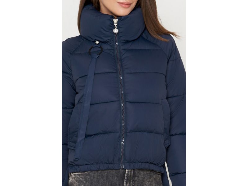 Молодежный синий женский пуховик осенне-весенний модель 25222, фото 4