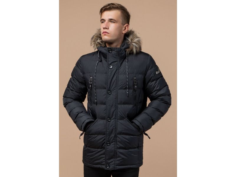 Куртка высокого качества графитовая для мужчин на зиму модель 15335, фото 4