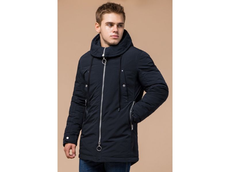 Мужская зимняя парка темно-синего цвета модель 28431, фото 4