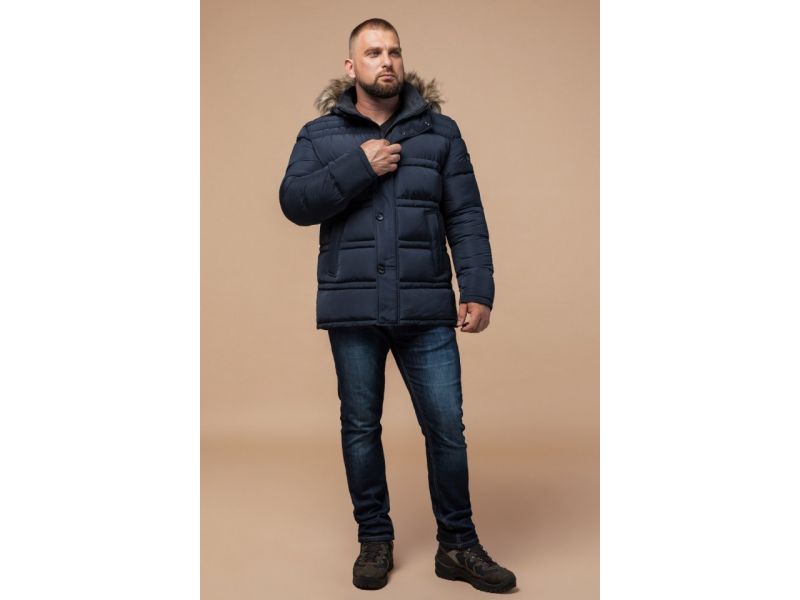 Зимняя куртка большого размера мужская цвет светло-синий модель 1365, фото 4