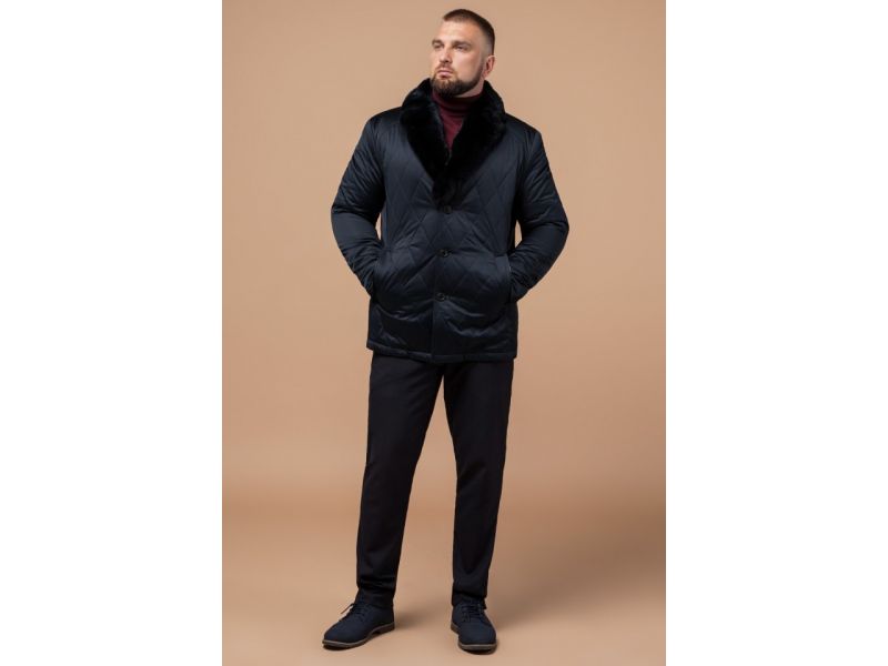 Черно-синяя мужская теплая куртка на зиму модель 17602, фото 4