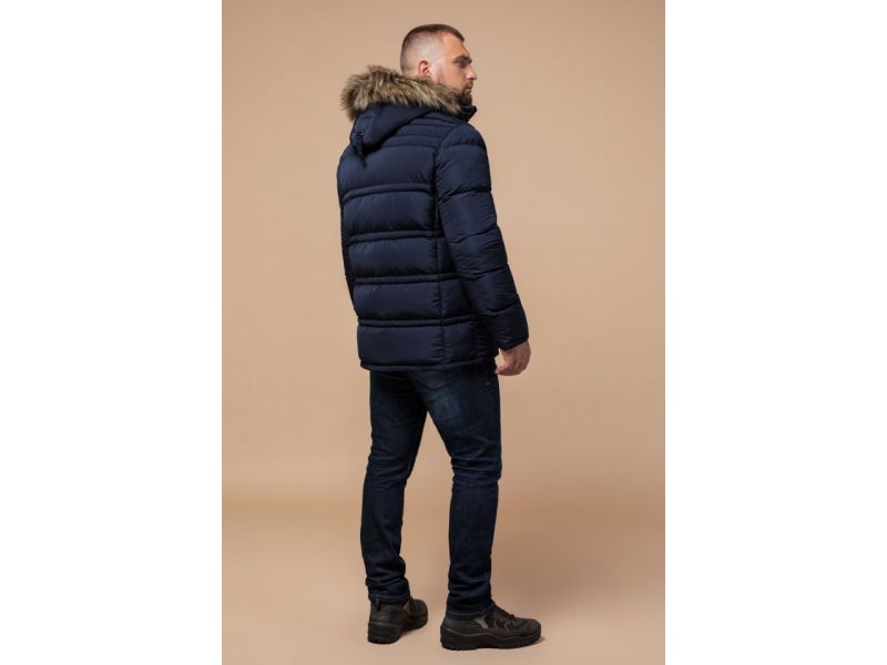 Зимняя куртка большого размера синяя для мужчин модель 1365, фото 5
