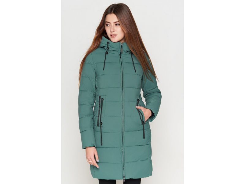 Зимний женский пуховик молодежный зеленый модель 25285-1, фото 4
