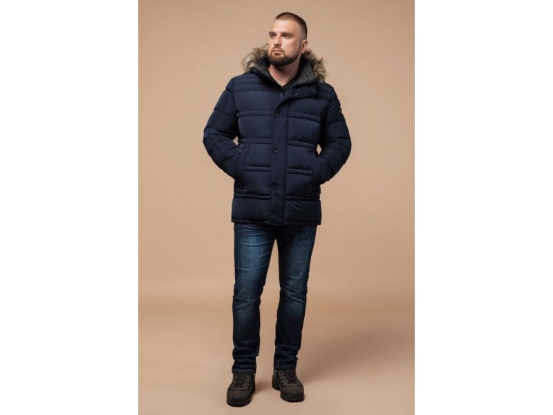 Зимняя куртка большого размера синяя для мужчин модель 1365, фото 4