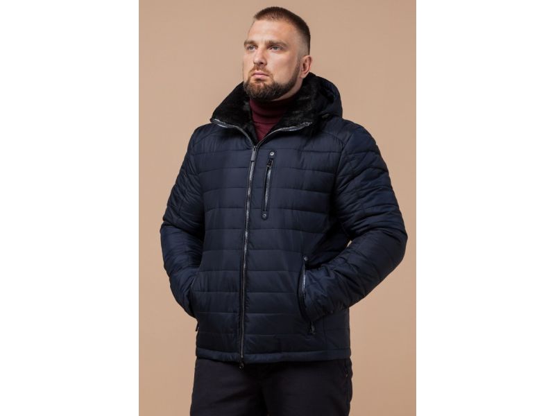 Зимняя удобная мужская куртка цвет темно-синий модель 17WM20, фото 4