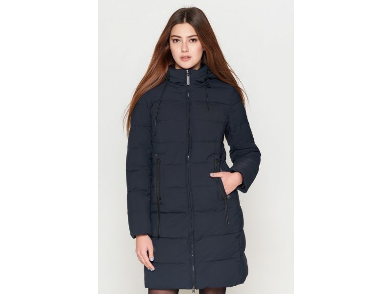 Молодежный женский пуховик зимний цвет темно-синий модель 25285-1, фото 4
