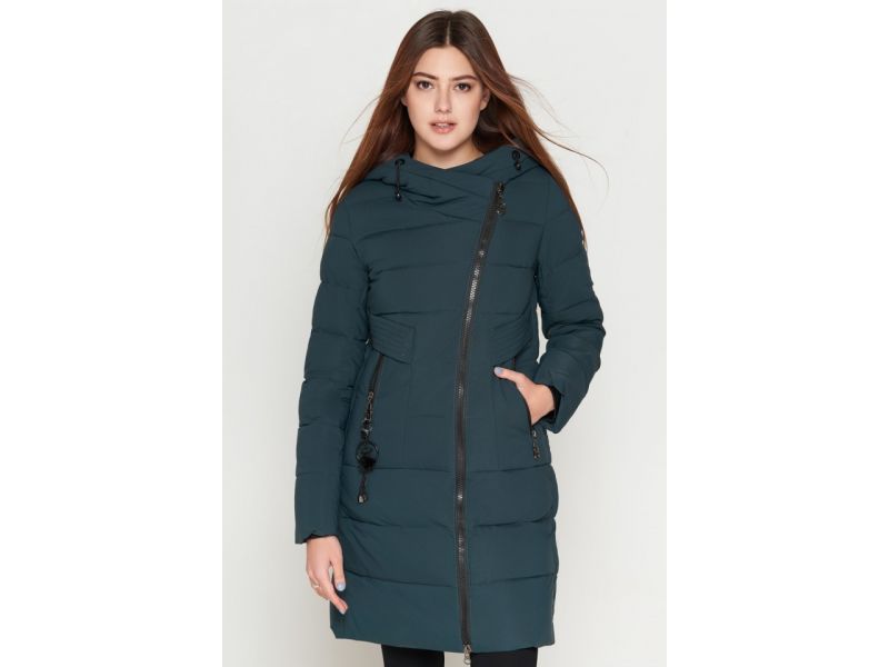 Бирюзовый зимний молодежный женский пуховик модель 25035, фото 4
