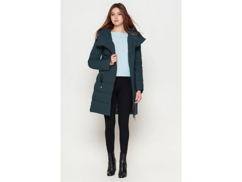 Бирюзовый зимний молодежный женский пуховик модель 25035, фото 3