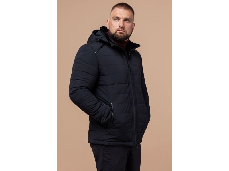 Зимняя черно-синяя комфортная мужская куртка модель TCX1001, фото 4