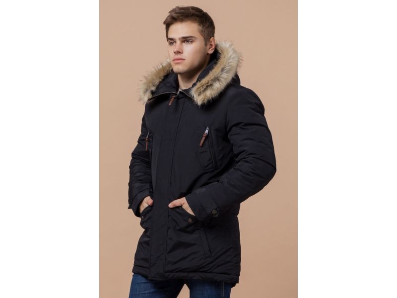 Зимняя парка мужская черного цвета модель 32450, фото 4