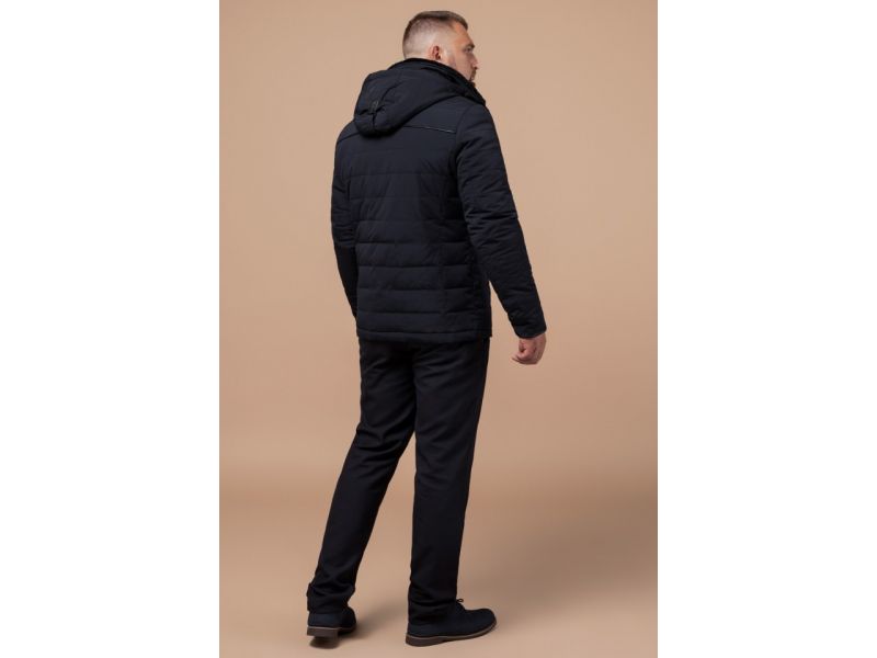 Зимняя черно-синяя комфортная мужская куртка модель TCX1001, фото 5
