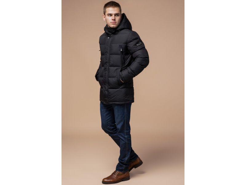 Куртка черного цвета мужская фирменная на зиму модель 15412, фото 4