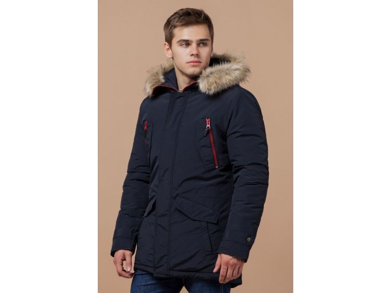 Мужская парка синяя зимняя модель 37560, фото 4