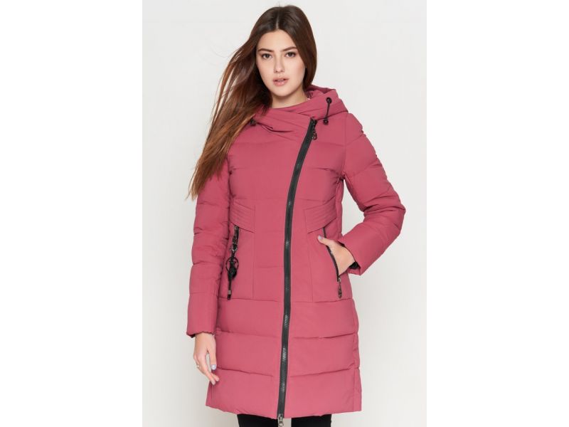 Пуховик молодежный зимний женский цвет розовый модель 25325, фото 4