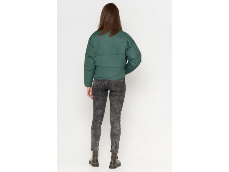Женский пуховик зеленого цвета осенне-весенний молодежный модель 25233, фото 3