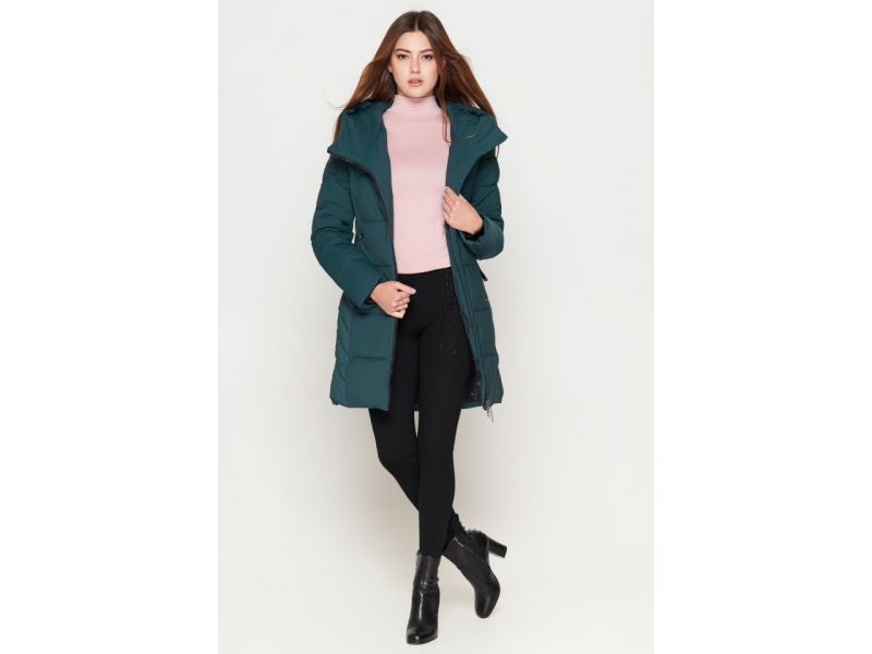 Зимний молодежный пуховик женский цвет бирюза модель 25085, фото 3