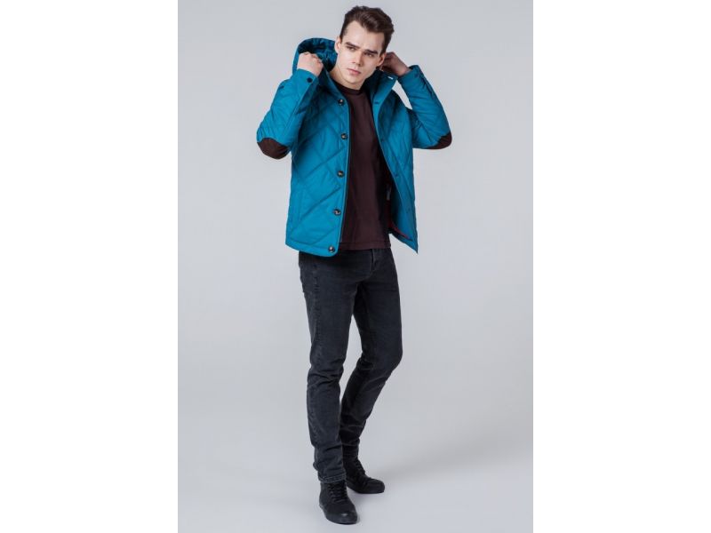 Бирюзовая ветровка с прочной фурнитурой мужская осенне-весенняя модель 1268, фото 5