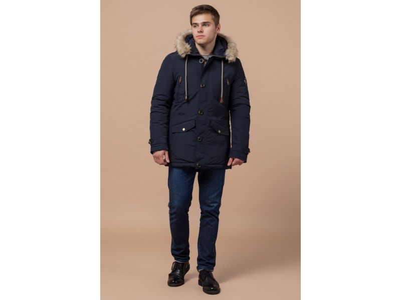Парка мужская прямого кроя зимняя цвет синий модель 38950, фото 4