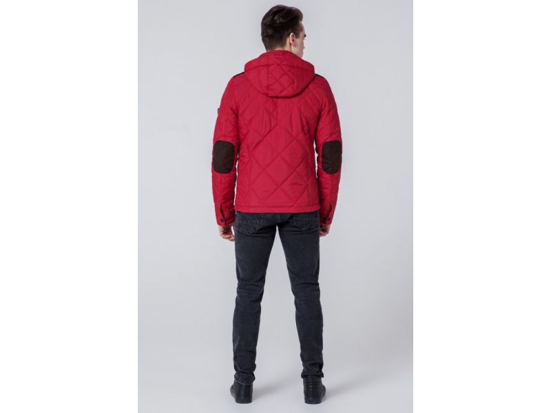 Яркая красная осенне-весенняя ветровка мужская модель 1268, фото 5