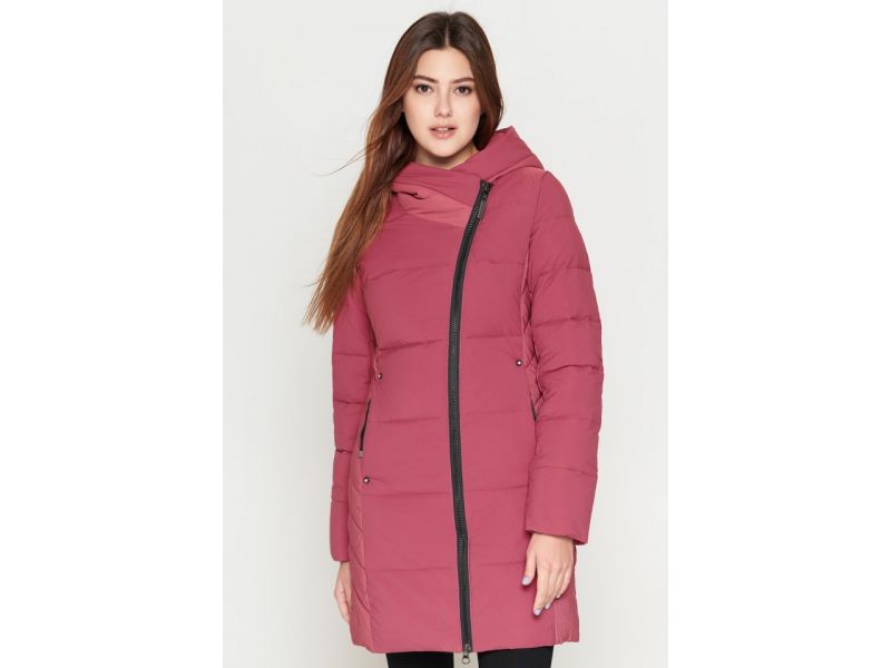 Зимний женский розовый пуховик молодежный модель 25085, фото 4