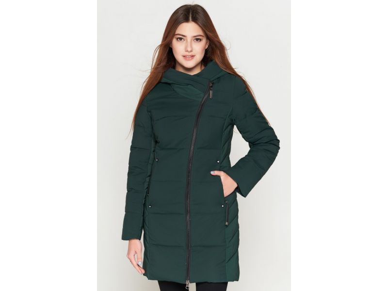 Пуховик женский на зиму темно-зеленый молодежный модель 25395, фото 4