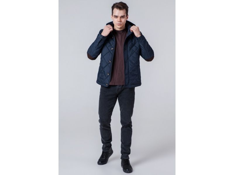 Осенне-весенняя ветровка синяя на молнии мужская модель 1268, фото 4