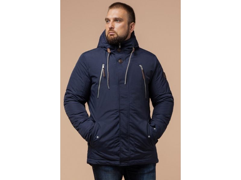 Парка синяя мужская зимняя стандартной длины модель 43015, фото 4