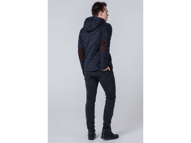 Мужская осенне-весенняя черно-синяя ветровка модель 1268, фото 5