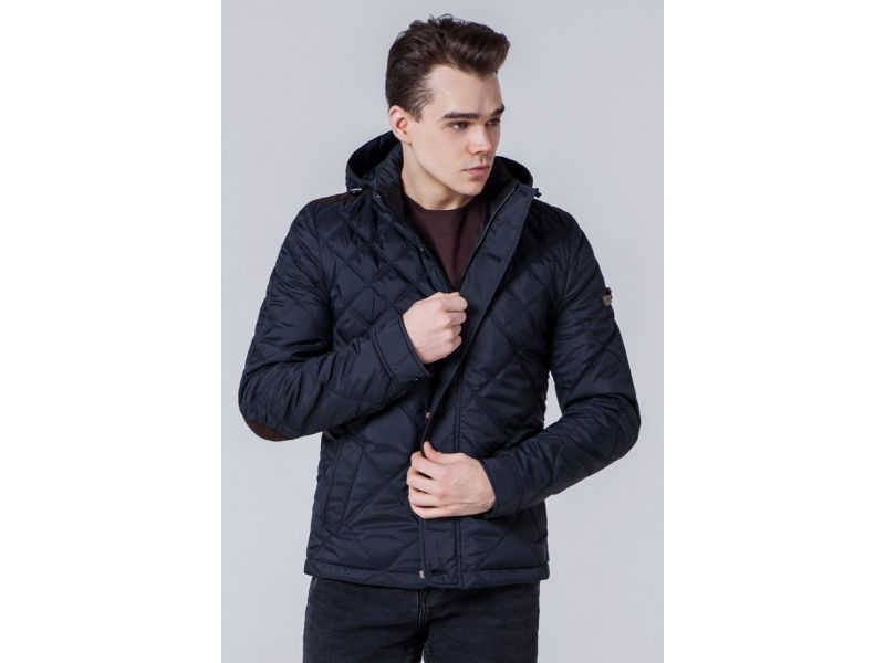 Мужская осенне-весенняя черно-синяя ветровка модель 1268, фото 4