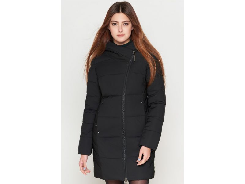Черный женский молодежный пуховик на зиму модель 25395, фото 4
