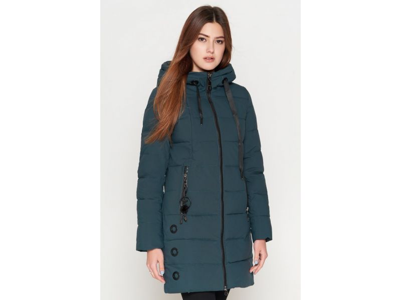Зимний молодежный бирюзовый пуховик женский модель 25125, фото 4