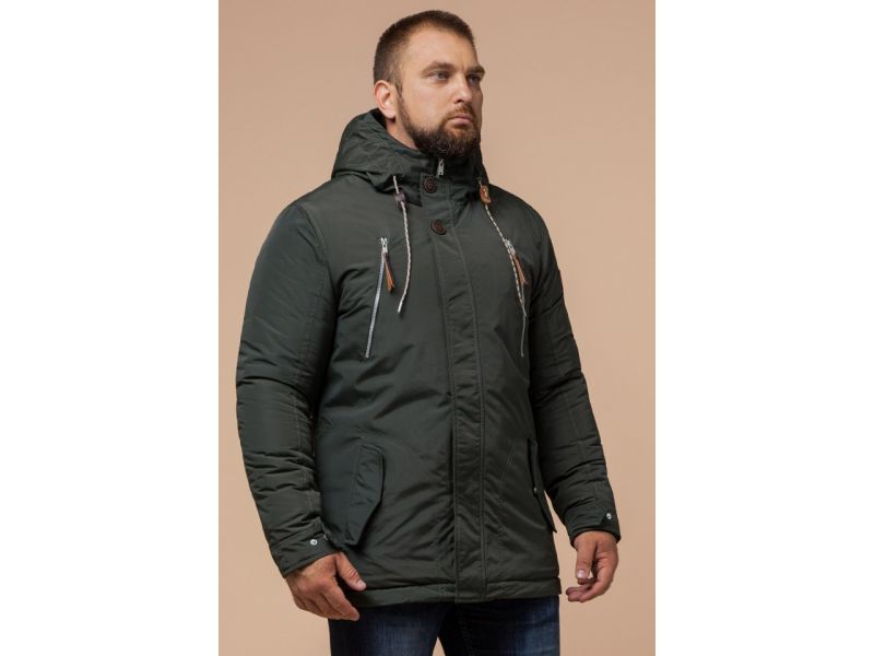 Мужская парка цвета хаки зимняя модель 43015, фото 4