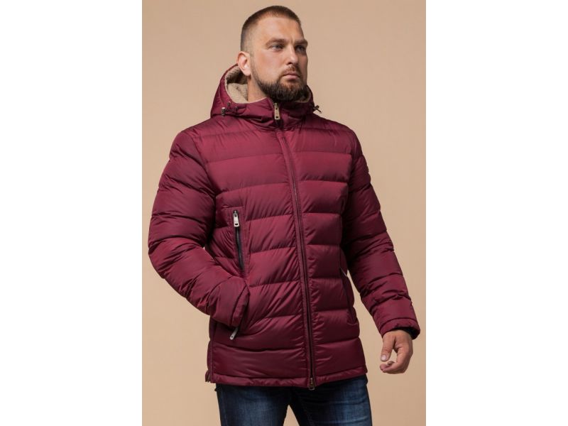Куртка мужская удобная зимняя цвет бордовый модель 25285, фото 4