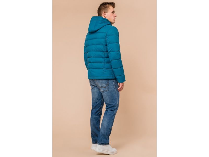 Бирюзовая теплая куртка зимняя для мужчин модель 36450, фото 5