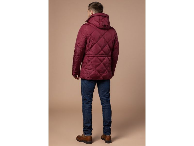 Красная зимняя куртка стеганая для мужчин модель 12481, фото 5