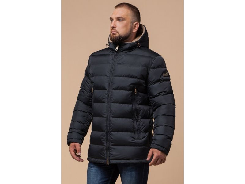 Куртка с капюшоном зимняя мужская графитового цвета модель 25285, фото 4